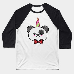 Cartoon Panda Unicorn Baseball T-Shirt